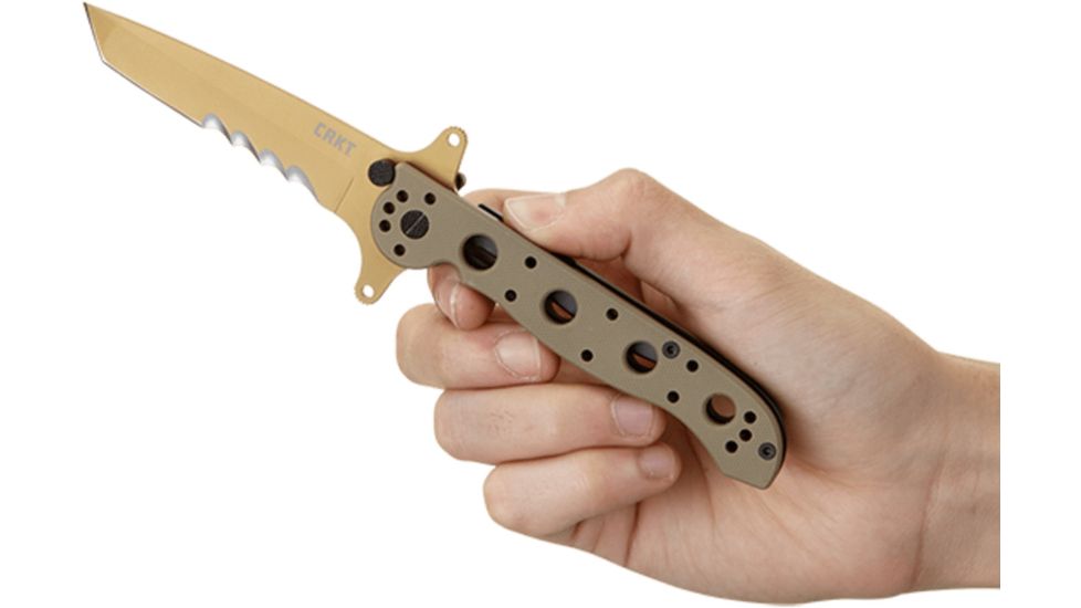 CRKT M16-13 Carson Special Forces Desert Tanto Folding Knife, Tan Finish M16-13DSFG