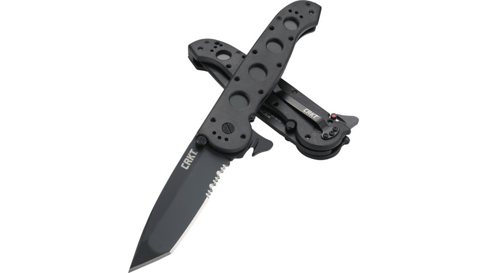 CRKT M16-14 Big Dog Pro Tanto Folder Knife, LE - Black Handle, Black Blade, Triple Point Serrations, M16-14ZLEK