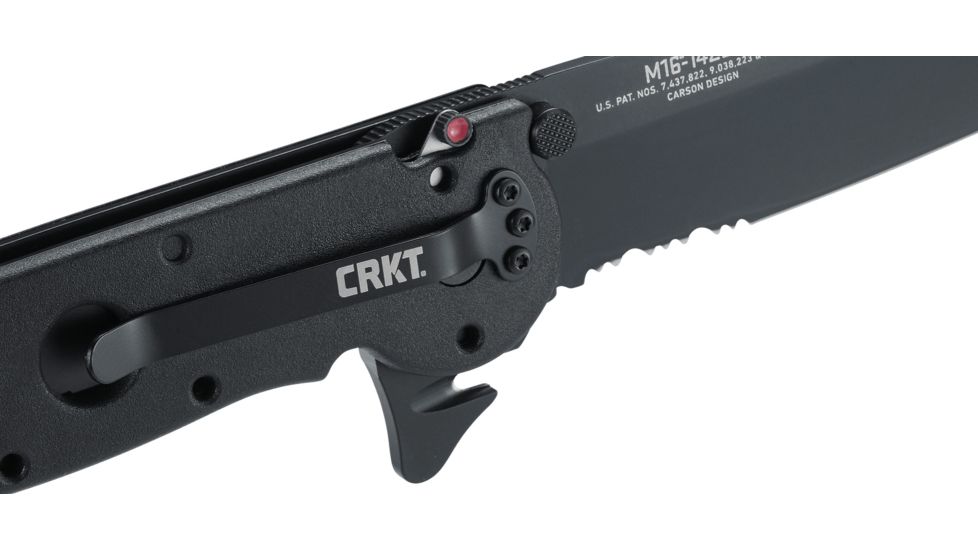 CRKT M16-14 Big Dog Pro Tanto Folder Knife, LE - Black Handle, Black Blade, Triple Point Serrations, M16-14ZLEK