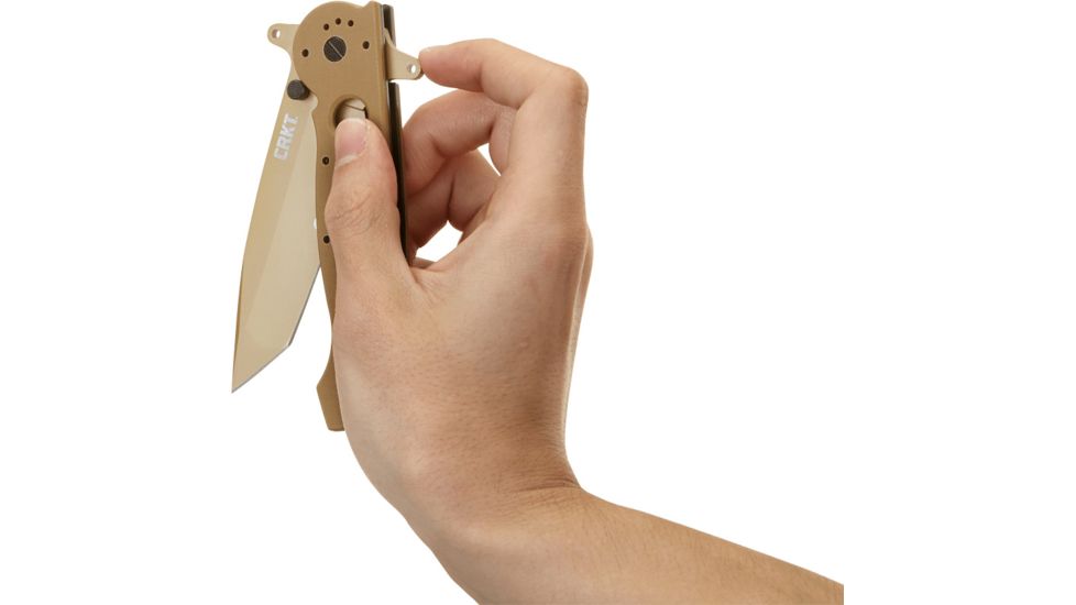 CRKT M16-14 Big Dog Special Forces Veff Desert Tanto Folding Knife, Desert Tan M16-14DSFG