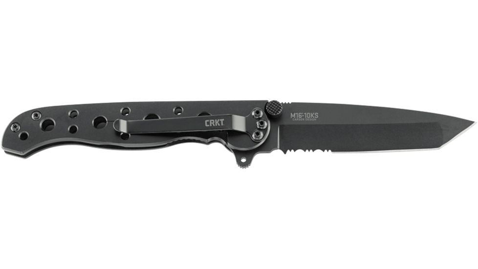 CRKT M1610-SS Carson EDC Stainless Steel Tanto Folder Knife, Triple Point, Black EDP Blade M16-10KS