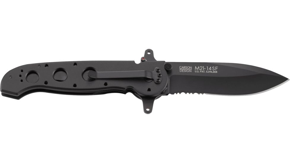 CRKT M21 Folding Knife, Drop Point Tri-Point Combo Edge, Blk TitanNitride Blade/Handle M21-14SF