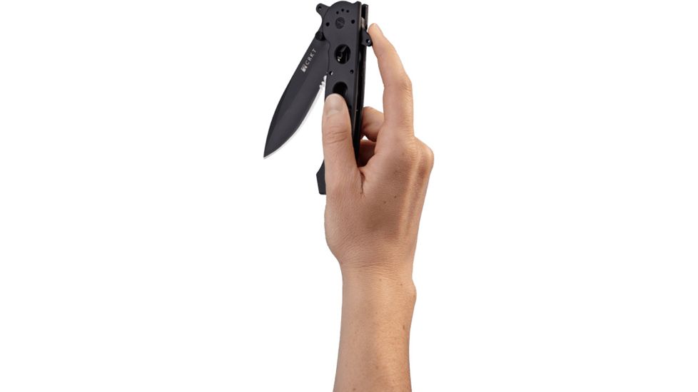 CRKT M21 Folding Knife, Drop Point Tri-Point Combo Edge, Blk TitanNitride Blade/Handle M21-14SF