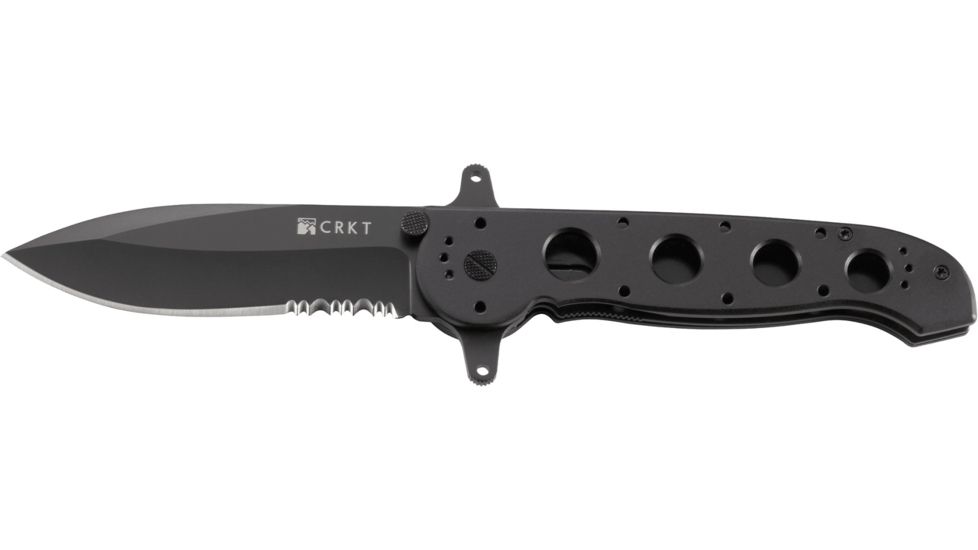 CRKT M21 Folding Knife, Drop Point Tri-Point Combo Edge, Blk TitanNitride Blade/Handle M21-14SF