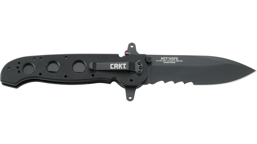 CRKT M21 Folding Knife, Drop Point Veff Combo Edge, Black TitanNitride Blade/Handle M21-14SFG
