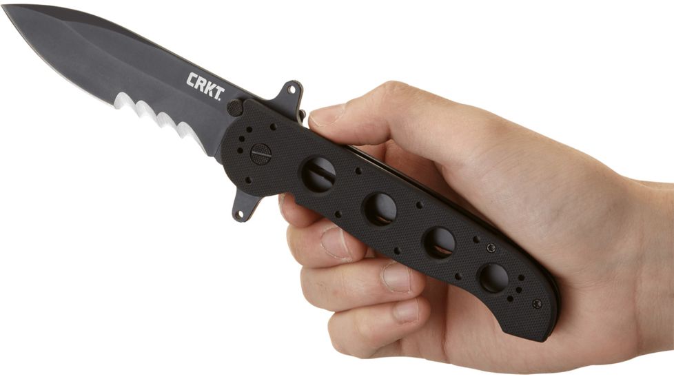 CRKT M21 Folding Knife, Drop Point Veff Combo Edge, Black TitanNitride Blade/Handle M21-14SFG