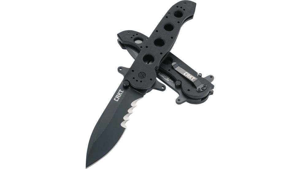 CRKT M21 Folding Knife, Drop Point Veff Combo Edge, Black TitanNitride Blade/Handle M21-14SFG