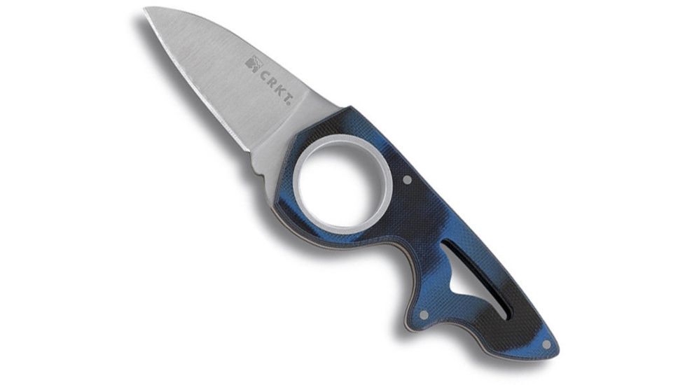 CRKT Neckolas Compact Fixed Blade Knife, Plain Edge, Blue/Black Handle 2390