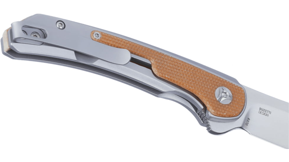 CRKT Padawan, Folding Knife, Satin Finish, Silver, Brown and Silver Handle, Plain Edge 3.01, Sandvik 14C28N Blade Steel, Frame Lock