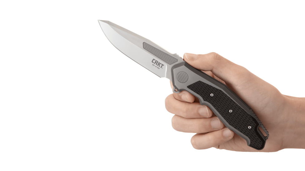 CRKT Panache, Designed By Ken Onion in Kaneohe, Folding Knife W/Frame Lock, 3.67in, Plain Edge, Satin Finish, inlay - Black Carbon Fiber Handle, K530TXP