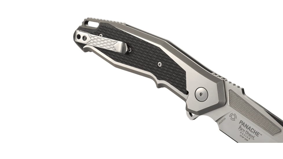 CRKT Panache, Designed By Ken Onion in Kaneohe, Folding Knife W/Frame Lock, 3.67in, Plain Edge, Satin Finish, inlay - Black Carbon Fiber Handle, K530TXP