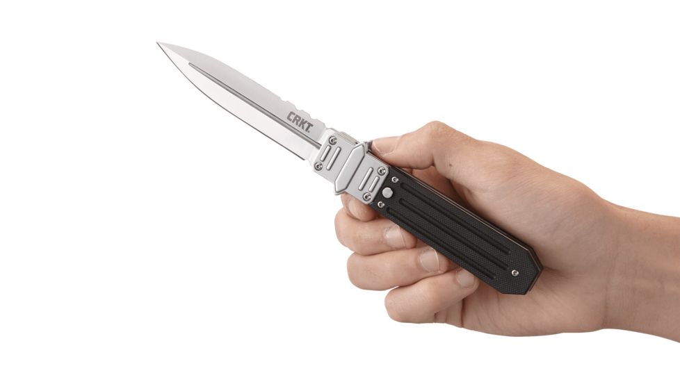 CRKT Psych, Designed By Ken Steigerwalt in Orangeville, Folding Knife W/Glide Lock, 3.96in, Plain Edge, Satin Finish, 7421