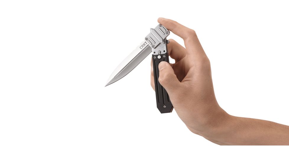 CRKT Psych, Designed By Ken Steigerwalt in Orangeville, Folding Knife W/Glide Lock, 3.96in, Plain Edge, Satin Finish, 7421