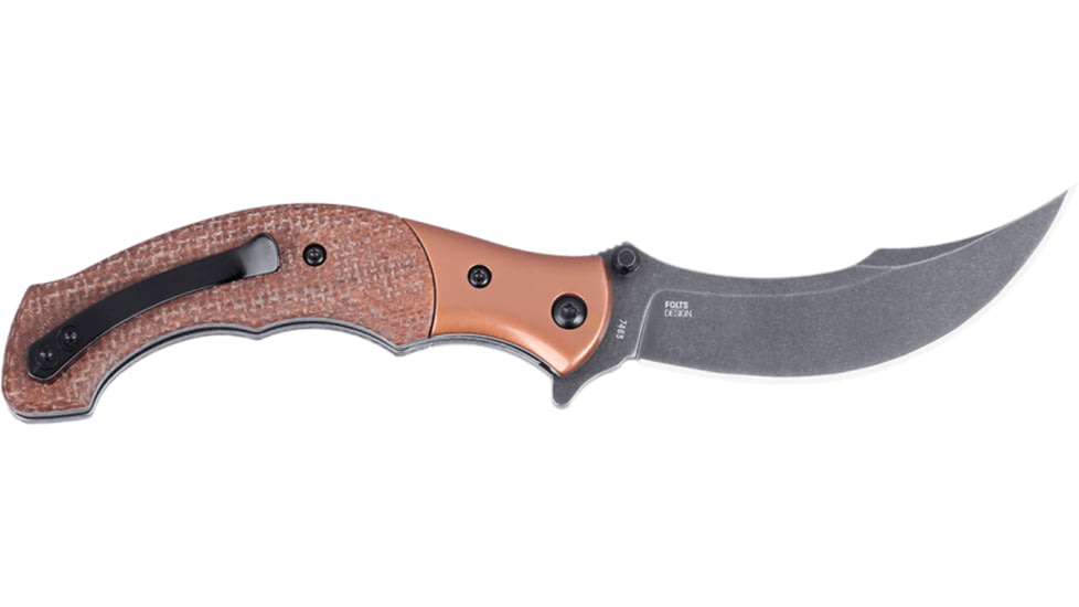 CRKT Ritual Compact, Folding Knife, Plain Edge, Stonewash Black, 3.33 Blade, 12C27 Steel, Assisted Opening with IKBS Bearings, Stainless Steel Bolster, Micarta Handle, Brown