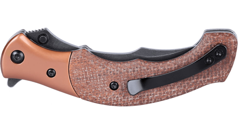 CRKT Ritual Compact Assisted Opening Folding Knife, 3.33in 12C27, Persian Blade, Micarta Handle w/ Stainless Steel Bolster, Brown, 7465