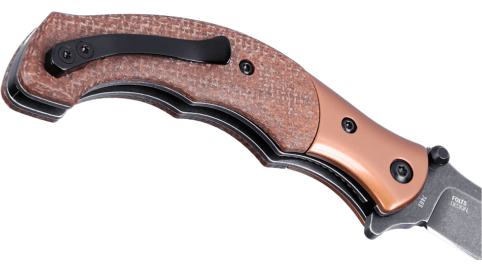CRKT Ritual Compact, Folding Knife, Plain Edge, Stonewash Black, 3.33 Blade, 12C27 Steel, Assisted Opening with IKBS Bearings, Stainless Steel Bolster, Micarta Handle, Brown