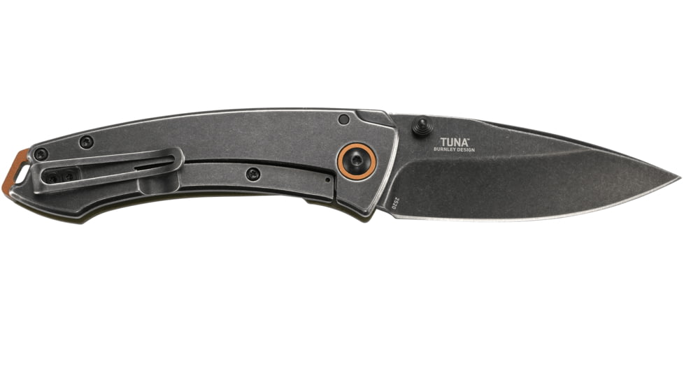 CRKT Tuna Designed By Lucas Burnley in Orleans, Folding Knife W/Frame Lock, 3.22in, Plain Edge, Stonewash Finish, 2520
