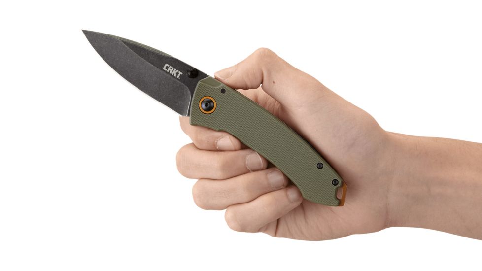 CRKT Tuna Designed By Lucas Burnley in Orleans, Folding Knife W/Frame Lock, 3.22in, Plain Edge, Stonewash Finish, 2520