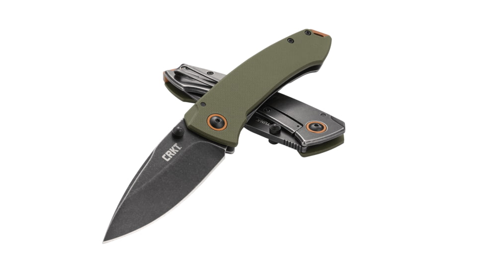 CRKT Tuna Designed By Lucas Burnley in Orleans, Folding Knife W/Frame Lock, 3.22in, Plain Edge, Stonewash Finish, 2520