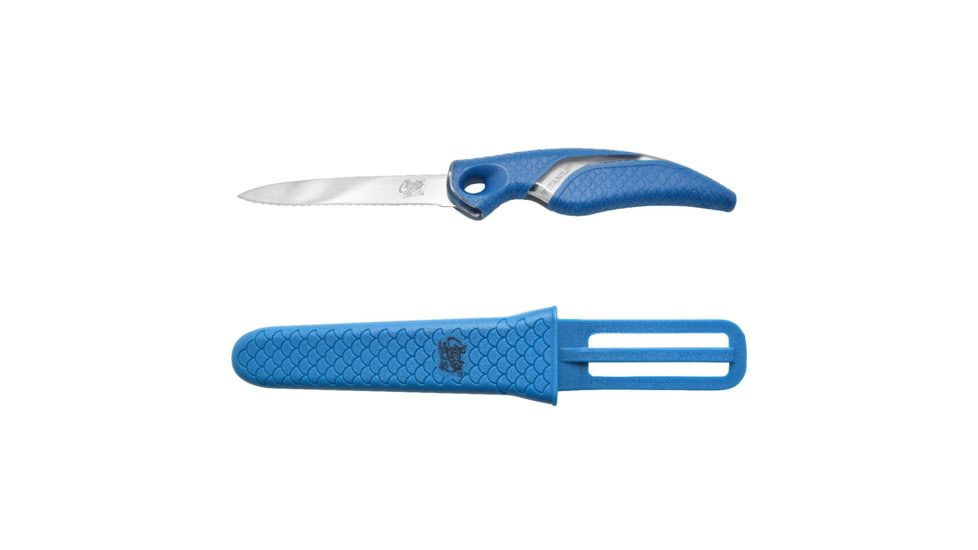 Cuda 3in Titanium Bonded Net Knive With Sheath, German 4116 Corrosion-Resistant Stainless Steel Blade, Non-Slip Cuda Scale Pattern Grip, 18099