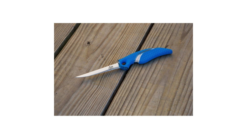 Cuda 4in Titanium Bonded Fillet Knive, German 4116 Corrosion Resistant Stainless Steel Blade, Non-Slip Cuda Scale Pattern Grips, 18853