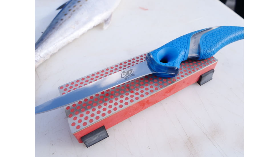 Cuda 4in Titanium Bonded Fillet Knive, German 4116 Corrosion Resistant Stainless Steel Blade, Non-Slip Cuda Scale Pattern Grips, 18853