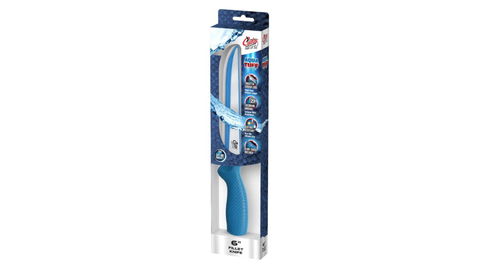 Cuda AquaTuff Fillet Knife with Blade Cover, Blue, 6in, 23045