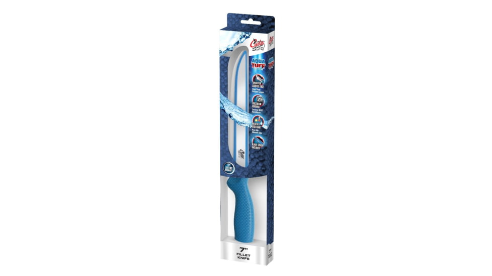 Cuda AquaTuff Fillet Knife with Blade Cover, Blue, 7in, 23064