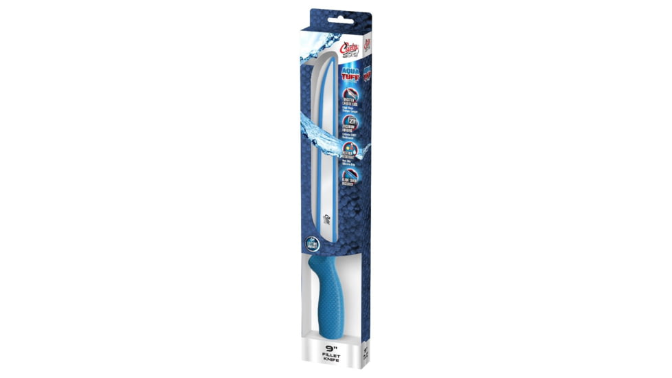 Cuda AquaTuff Fillet Knife with Blade Cover, Blue, 9in, 23047