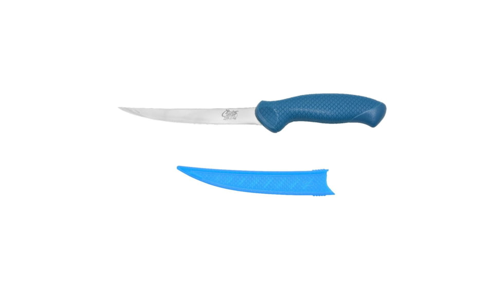 Cuda AquaTuff Wide Fillet Knife with Blade Cover, Blue, 7in, 23046