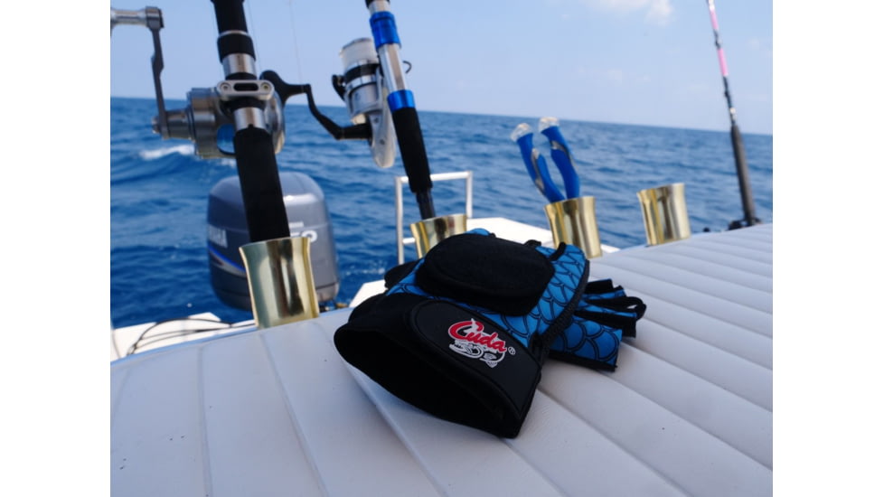 Cuda Cool and Dry Fingerless Gloves, Blue/Black, One Size, 23034