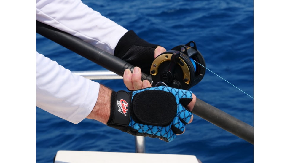 Cuda Cool and Dry Fingerless Gloves, Blue/Black, One Size, 23034