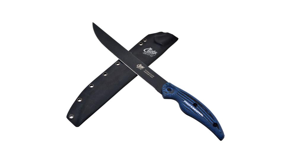 Cuda Knives Cuda 10 in Professional Fillet Fixed Blade Knife, 10in, Stainless Steel, Standard Edge, Blue/Black Micarta Handle, 18131