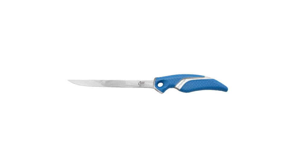 Cuda Knives Cuda 7 in Fillet With Sheath Fixed Blade Knife, 7in, German 4116 Steel, Standard Edge, Blue, Synthetic Handle, 18124