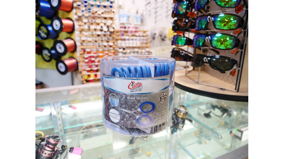 Cuda Knives Cuda Bucket 50 Braid Scissors, 3in Overall, 50 Count, Titanium Bonded Blades w/Dual Micro-Serrations, Oversized Cuda Scale Pattern Non-Slip Handles, 23019