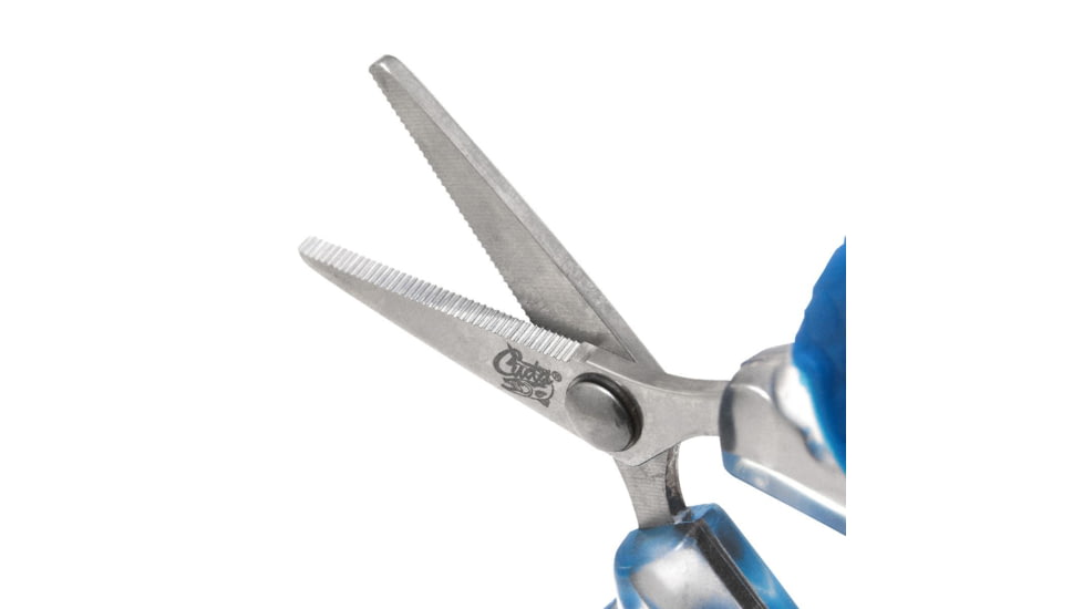 Cuda Knives Cuda Bucket 50 Braid Scissors, 3in Overall, 50 Count, Titanium Bonded Blades w/Dual Micro-Serrations, Oversized Cuda Scale Pattern Non-Slip Handles, 23019
