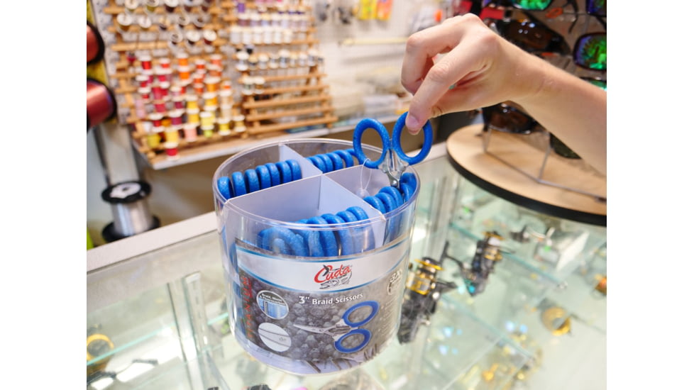 Cuda Knives Cuda Bucket 50 Braid Scissors, 3in Overall, 50 Count, Titanium Bonded Blades w/Dual Micro-Serrations, Oversized Cuda Scale Pattern Non-Slip Handles, 23019