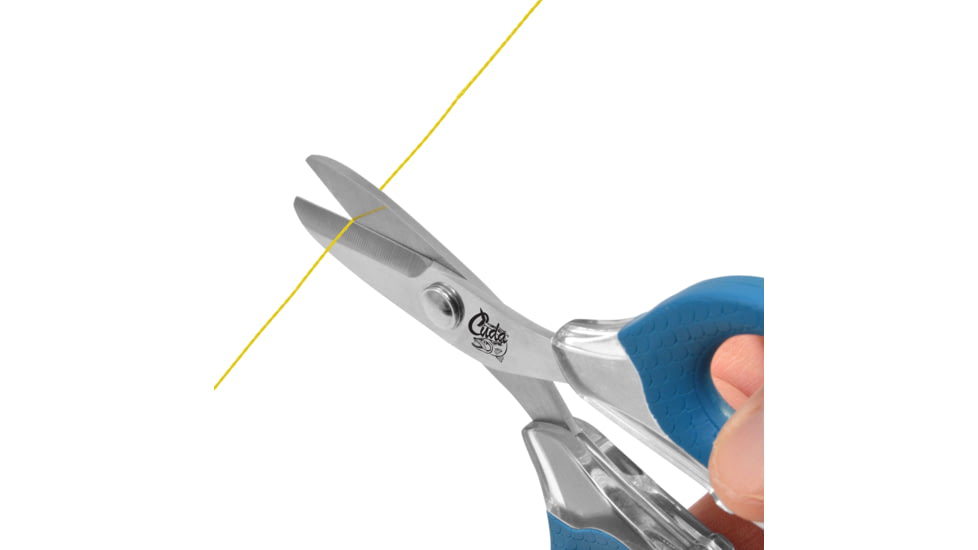 Cuda Knives Cuda Large Braid Shear, 5.25in Overall, Cuts Braid, Dual Serrated Blades, Blue Non Slip Cuda Pattern Grips, 18362