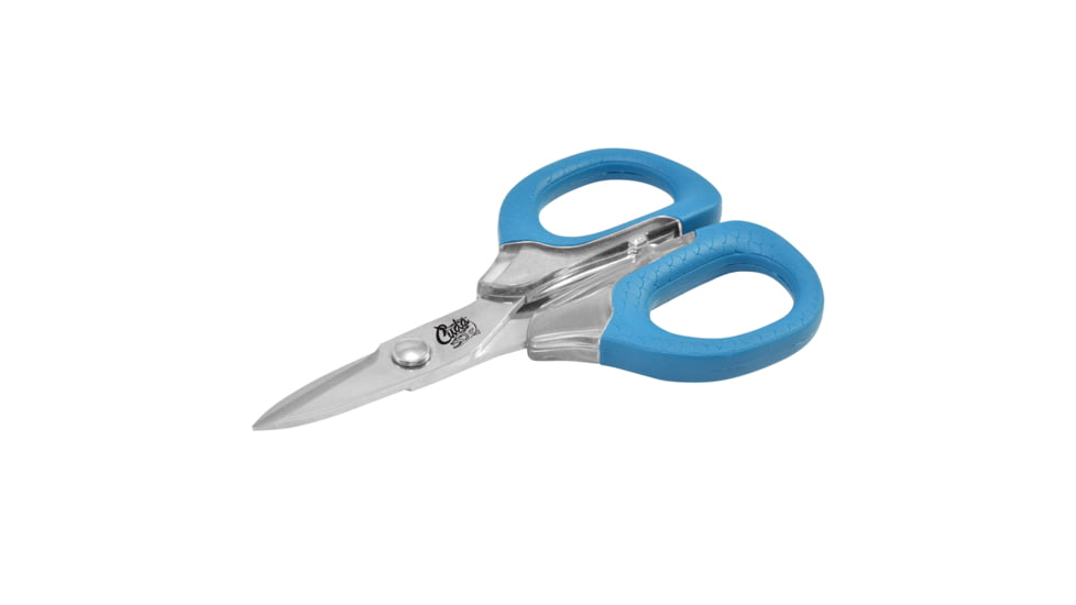 Cuda Knives Cuda Large Braid Shear, 5.25in Overall, Cuts Braid, Dual Serrated Blades, Blue Non Slip Cuda Pattern Grips, 18362
