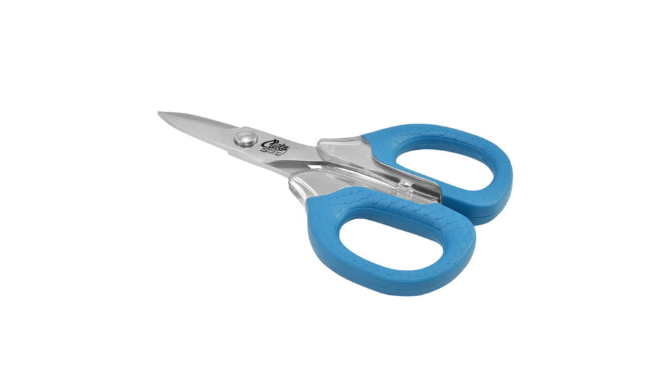 Cuda Knives Cuda Large Braid Shear, 5.25in Overall, Cuts Braid, Dual Serrated Blades, Blue Non Slip Cuda Pattern Grips, 18362