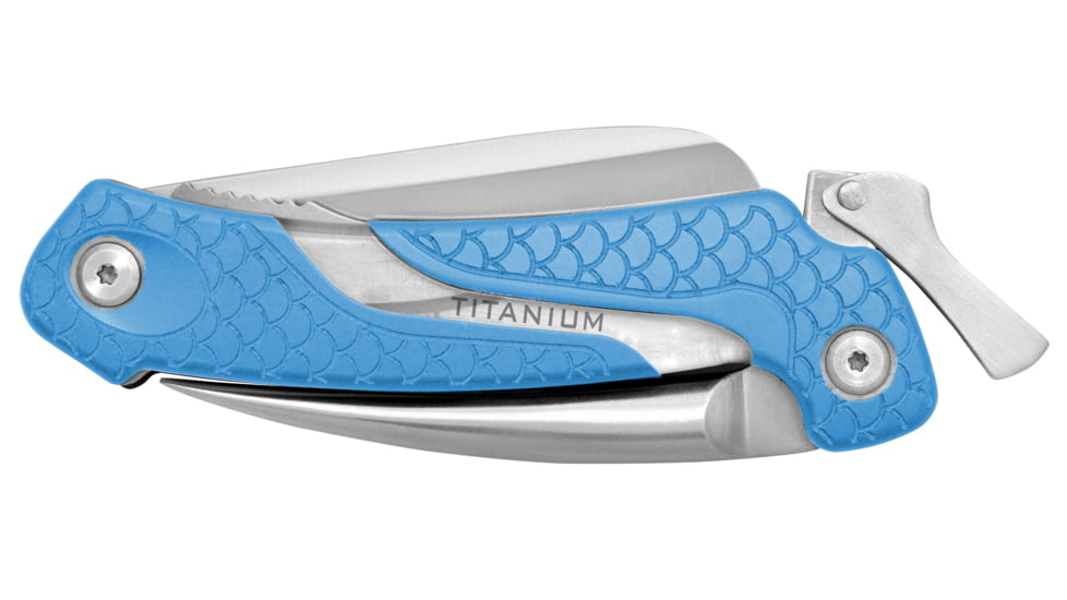 Cuda Knives Cuda Marlin Spike Folder Folding Knife,3in,German 4116 Steel,Partially Serrated,Blue,Synthetic Handle, 18092