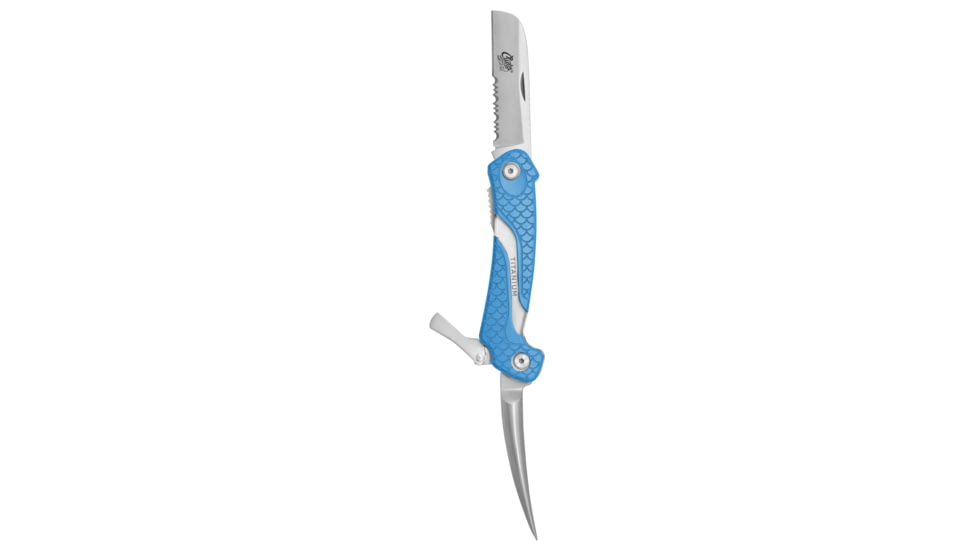 Cuda Knives Cuda Marlin Spike Folder Folding Knife,3in,German 4116 Steel,Partially Serrated,Blue,Synthetic Handle, 18092