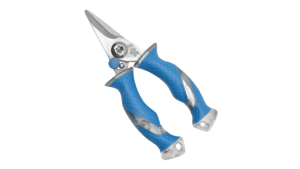 Cuda Knives Cuda Mini Snip, 5.25 overall, Blue non-slip Cuda pattern synthetic handle, 23028