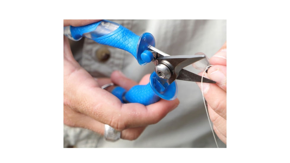 Cuda Knives Cuda Mini Snip, 5.25 overall, Blue non-slip Cuda pattern synthetic handle, 23028
