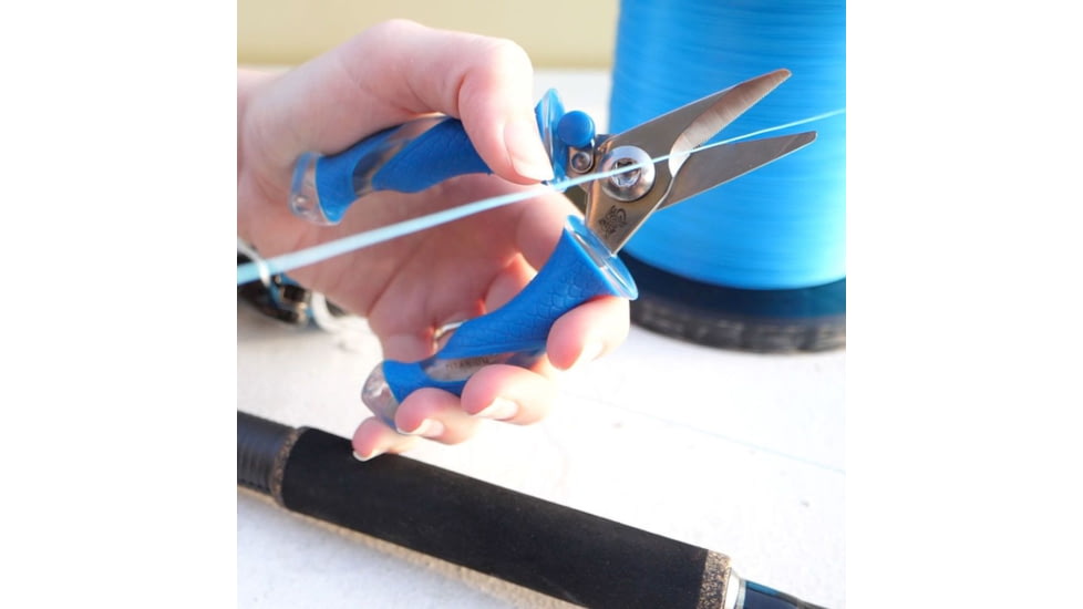 Cuda Knives Cuda Mini Snip, 5.25 overall, Blue non-slip Cuda pattern synthetic handle, 23028