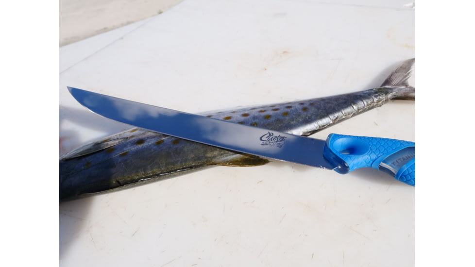 Cuda Knives Cuda Semi Flex Fillet 10 in Fixed Blade Knife, 10in, German 4116 Steel, Standard Edge, Blue, Synthetic Handle, 18120
