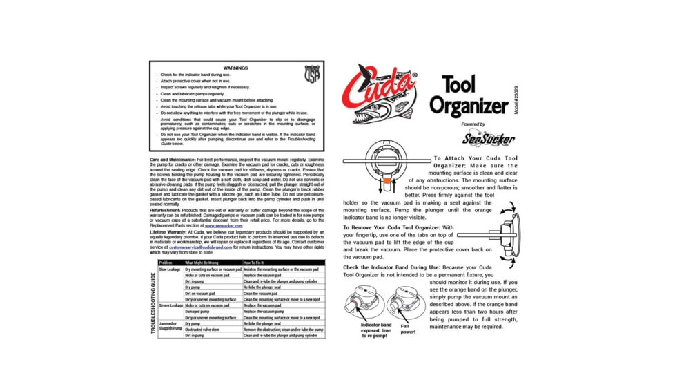 Cuda Knives Tool Organizer, SeaSucker vacuum mount secure technology, 23029