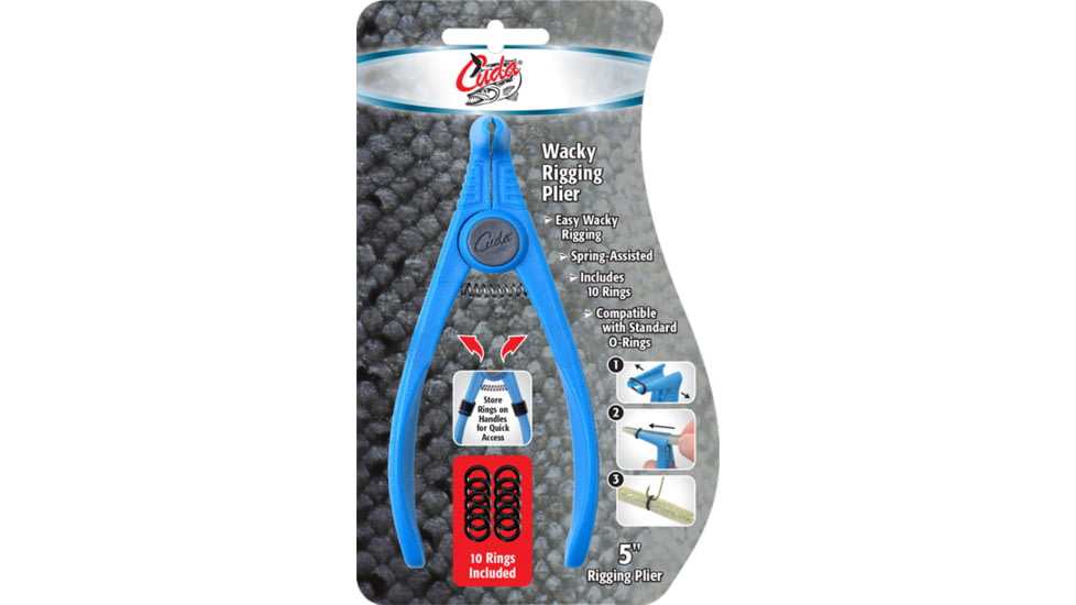 Cuda Wacky Rigging Plier with 10 O-rings, Blue, 5in, 23076
