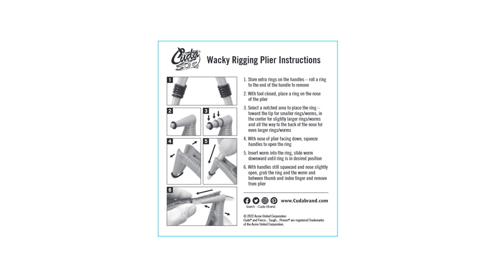 Cuda Wacky Rigging Plier with 10 O-rings, Blue, 5in, 23076