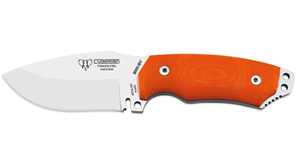 Cudeman 115 Quality Fixed Blade Knife, 9 cm, Bohler N-695 Steel, Orange G10 w/ Black Liners, 115-J
